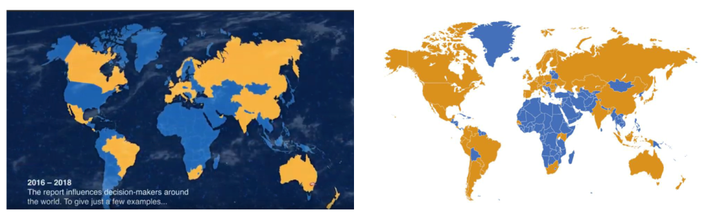 Mapa de Mundial de Países contra el Informe Australiano de Homeopatía