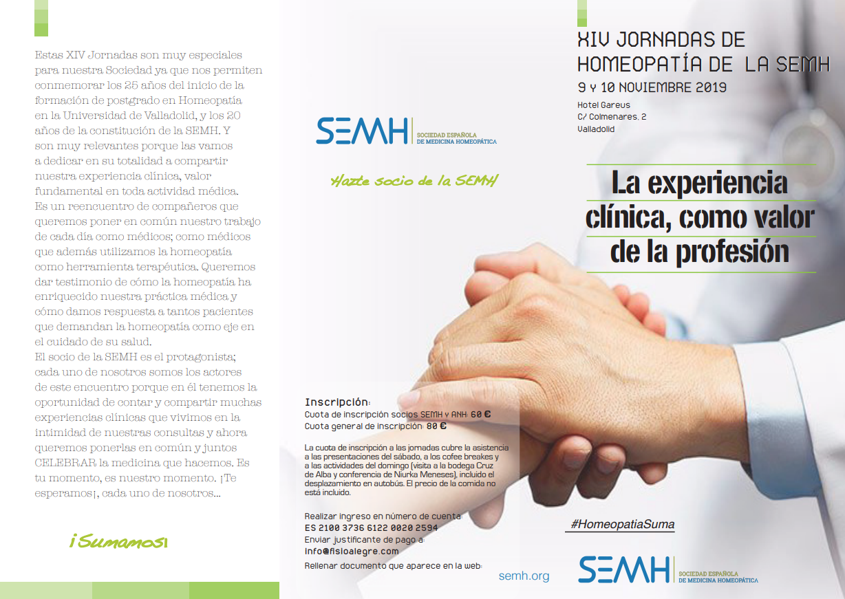 XIV JORNADAS DE HOMEOPATÍA DE LA SEMH