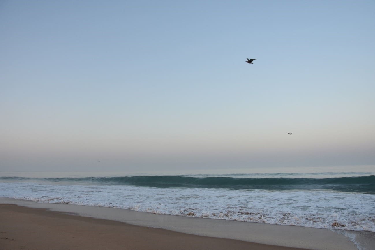 Imagen de una playa al atardecer